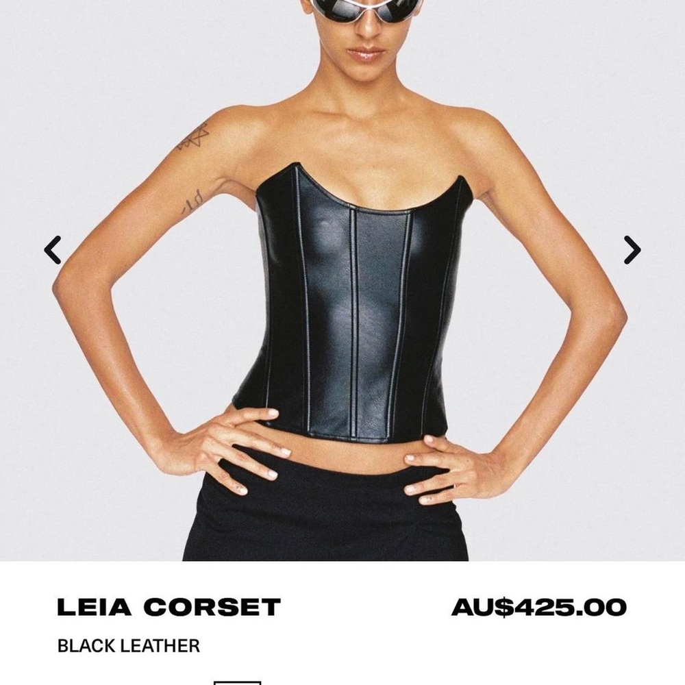Miaou Black Leather Leia Corset